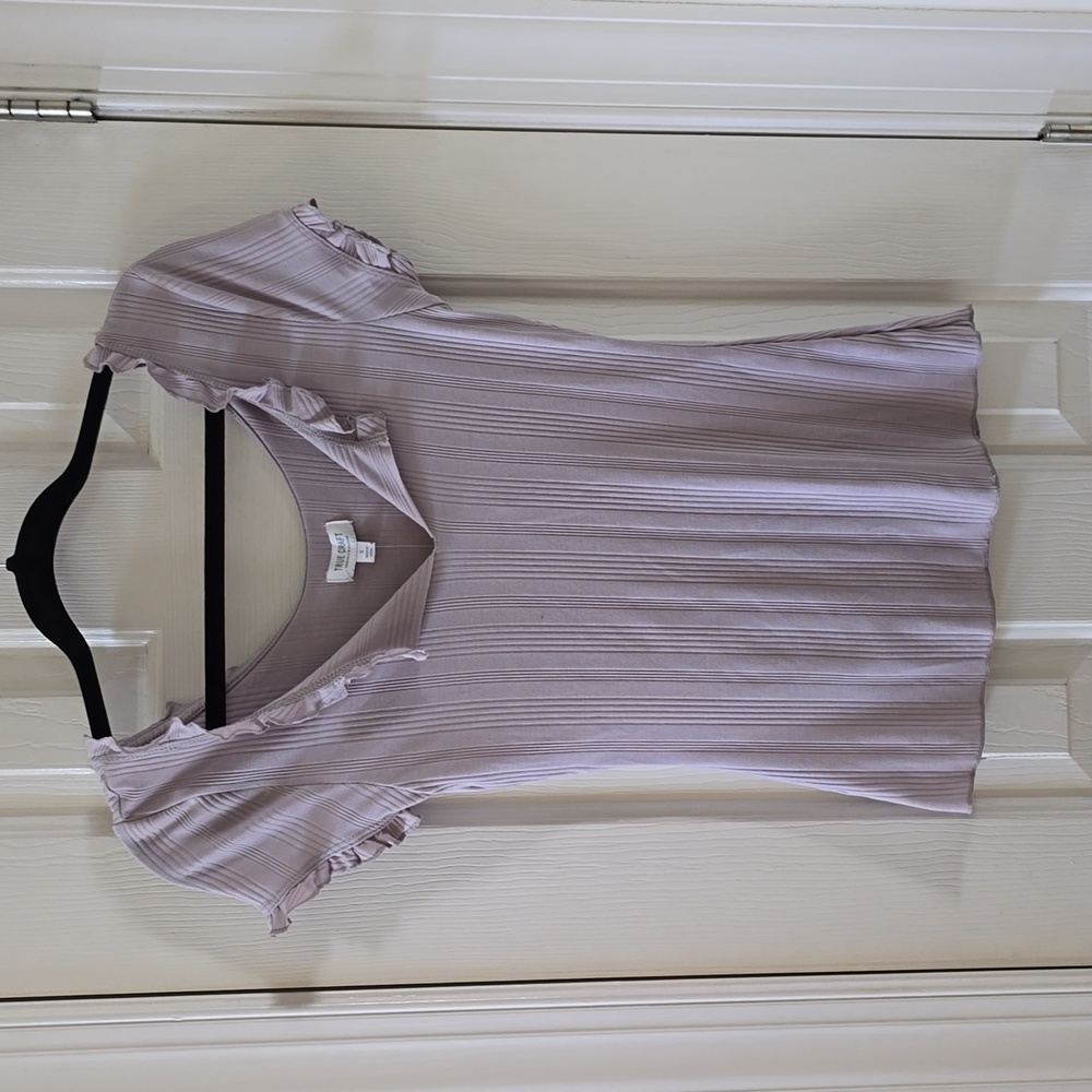 TRUE CRAFT BRAND WOMEN'S JUNIOR SHORT SLEEVE LILAC SUMMER RIBBED TOP SIZE SMALL
